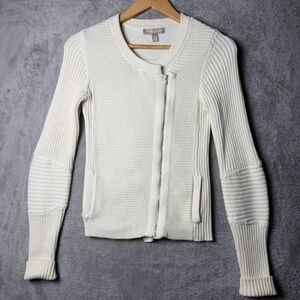 Banana Republic Collarless Moto Sweater Jacket - size Small/Tall